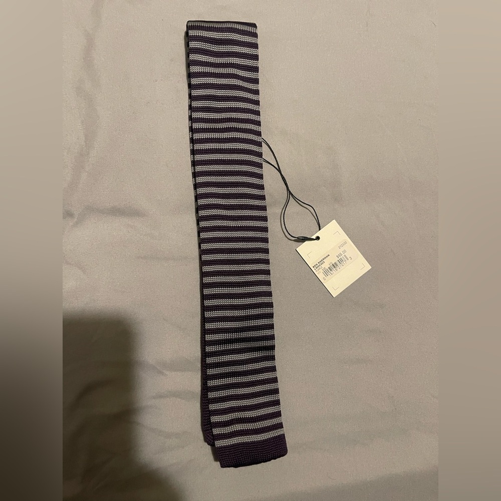 Ben Sherman Purple and Gray Striped Tie